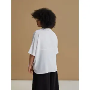 Women’s Crepe Pointed Collar Blouse Mat Fashion Airwashed image-3