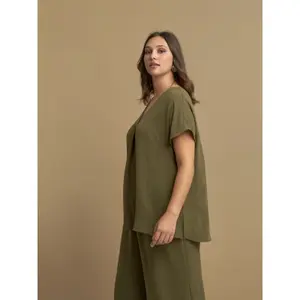 Women’s V-neck blouse Mat Fashion Essential image-3