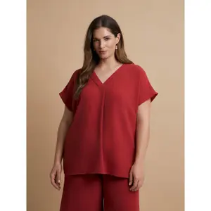 Women’s V-neck blouse Mat Fashion Essential image-1