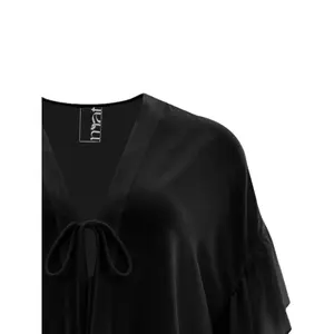 Women’s Ruffled Sleeve Crepe Bolero Mat Fashion image-1