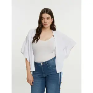 Women’s Ruffled Sleeve Crepe Bolero Mat Fashion image-2