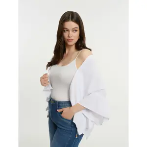 Women’s Ruffled Sleeve Crepe Bolero Mat Fashion image-3