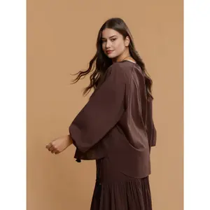 Cotton Lace Balloon Sleeve Blouse Women Mat Fashion image-4