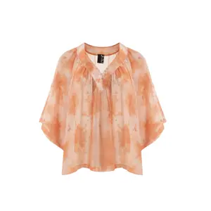 Women's Pleated V-Neck Blouse Mat Fashion image-0