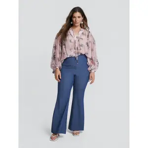 Women's Long Sleeve Bow Neck Blouse Mat Fashion image-4