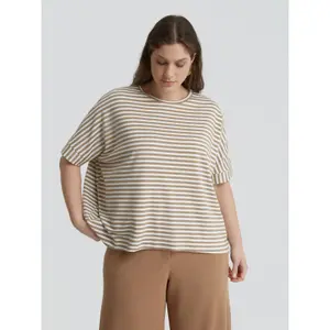 Striped Viscose T-Shirt Women's Mat Fashion image-1