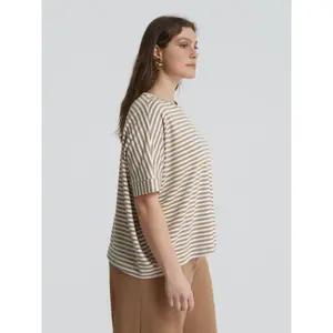 Striped Viscose T-Shirt Women's Mat Fashion image-4