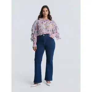 Floral Ruffle Sleeve Blouse Women Mat Fashion image-2