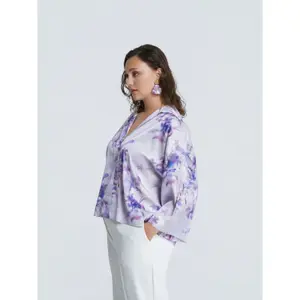 Floral Long Sleeve Pointed Collar Blouse Women Mat Fashion image-3