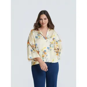 Floral Long Sleeve Pointed Collar Blouse Women Mat Fashion image-1