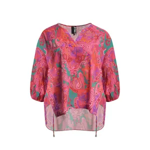 Women's Cotton Tie Detail Paisley Print Blouse Mat Fashion image-0