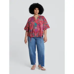 Women's Cotton Tie Detail Paisley Print Blouse Mat Fashion image-2
