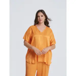 V-Neck Viscose Blouse Women Mat Fashion image-1