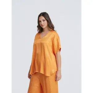 V-Neck Viscose Blouse Women Mat Fashion image-3