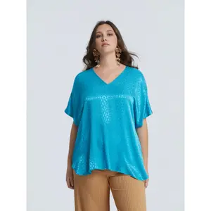 V-Neck Viscose Blouse Women Mat Fashion image-1