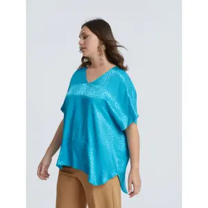 V-Neck Viscose Blouse Women Mat Fashion image-3