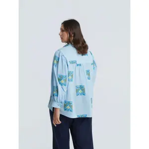 Women's Long Sleeve Shirt with Pearlescent Buttons Mat Fashion image-2