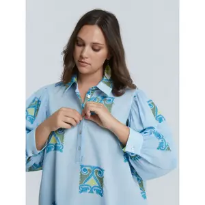 Women's Long Sleeve Shirt with Pearlescent Buttons Mat Fashion image-4