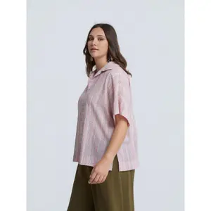Striped Cotton and Linen Blouse for Women Mat Fashion image-4