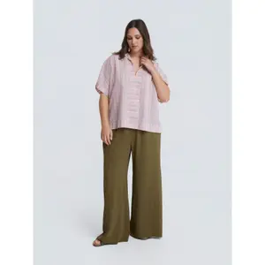 Striped Cotton and Linen Blouse for Women Mat Fashion image-2