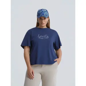 Women's Rhinestone Logo T-shirt Mat Fashion image-1