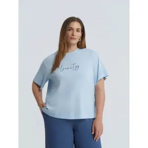 Women's Rhinestone Logo T-shirt Mat Fashion image-1
