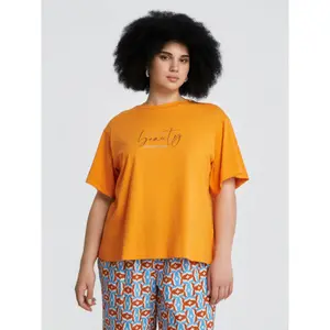 Women's Rhinestone Logo T-shirt Mat Fashion image-1