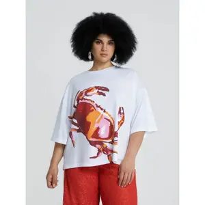 Women's T-shirt Mat Fashion Crab Print image-2