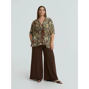 Women's Jersey Blouse with Tie Detail Mat Fashion image-1