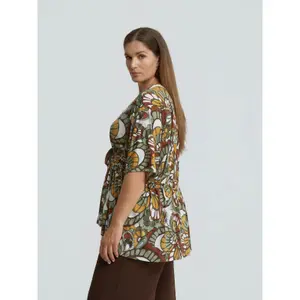 Women's Jersey Blouse with Tie Detail Mat Fashion image-3