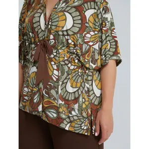 Women's Jersey Blouse with Tie Detail Mat Fashion image-4