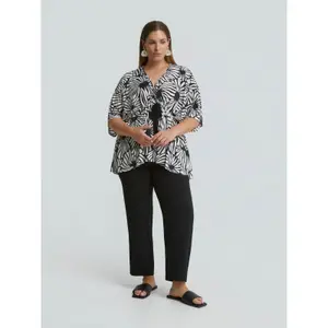 Women's Jersey Blouse with Tie Detail Mat Fashion image-2