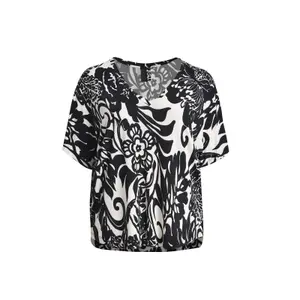 V-neck Floral Print Blouse Women Mat Fashion image-0