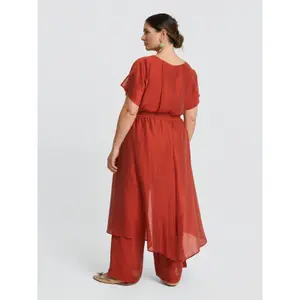Women’s Wide Leg Linen Blend Trousers Mat Fashion Layered image-2