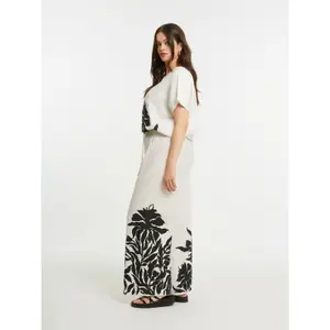 Pantalon large fleuri en lin mélangé femme Mat Fashion image-3