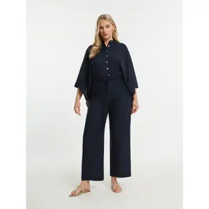 Women's Viscose and Linen Trousers Mat Fashion Wide Leg image-1