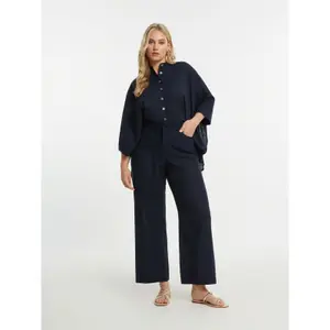 Women's Viscose and Linen Trousers Mat Fashion Wide Leg image-2