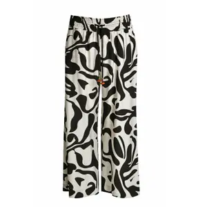 Women's Printed Viscose Trousers Mat Fashion Wide Leg image-0