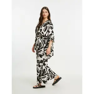 Women's Printed Viscose Trousers Mat Fashion Wide Leg image-3
