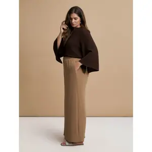 Pantalón ancho de tela crêpe lavado al aire mujer Mat Fashion image-3