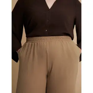 Pantalón ancho de tela crêpe lavado al aire mujer Mat Fashion image-4