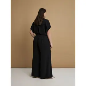 Pantalón ancho de tela crêpe lavado al aire mujer Mat Fashion image-2