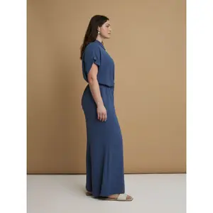 Pantalón ancho de tela crêpe lavado al aire mujer Mat Fashion image-3