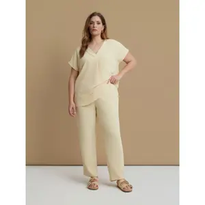 Women's Tapered Crepe Trousers Mat Fashion image-1
