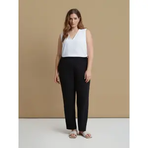 Women's Tapered Crepe Trousers Mat Fashion image-1