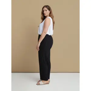 Women's Tapered Crepe Trousers Mat Fashion image-3