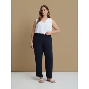 Women's Tapered Crepe Trousers Mat Fashion image-1