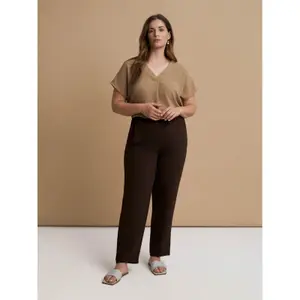Women's Tapered Crepe Trousers Mat Fashion image-1