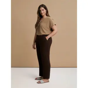 Women's Tapered Crepe Trousers Mat Fashion image-3