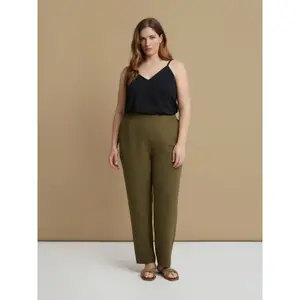Women's Tapered Crepe Trousers Mat Fashion image-1